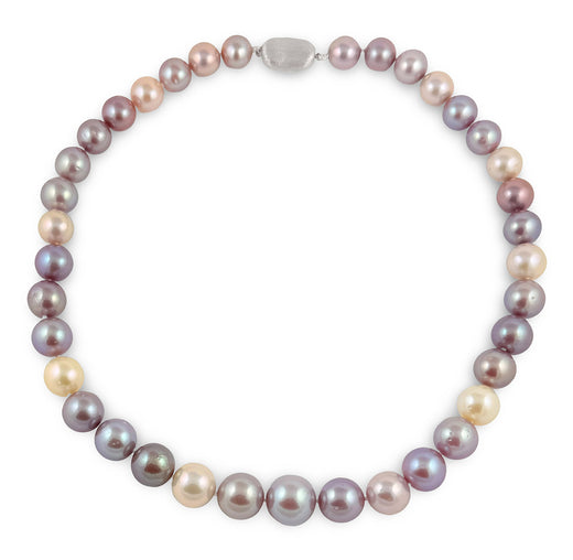 10-14mm Multicolor Freshwater Pearl Necklace AA+ Quality with a Stylish Sterling Silver Clasp, 17.5"