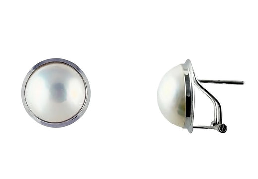 12.5-13mm Whtie Mabe South Sea Pearl Clip on Earrings 14k White Gold