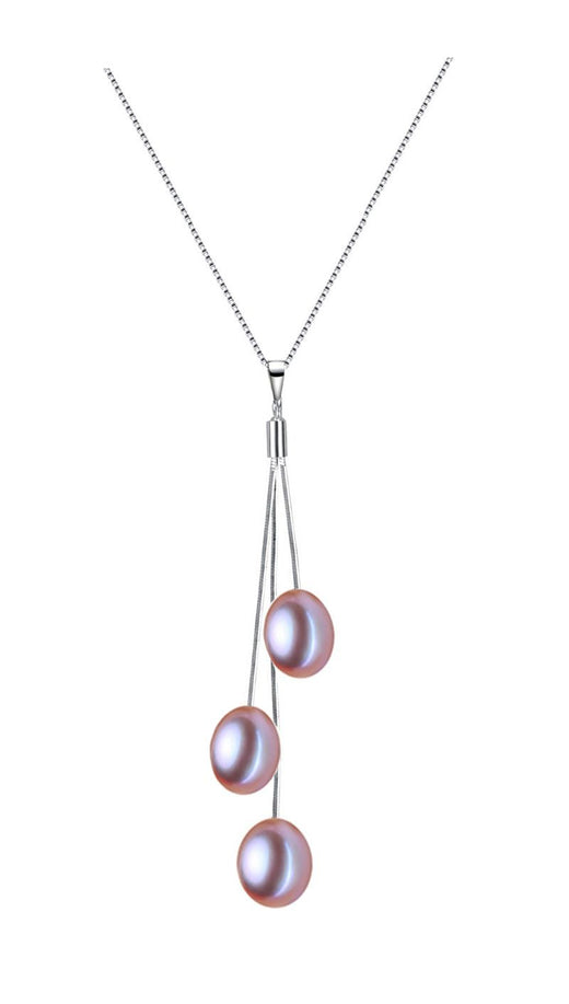 6.5-7mm Pink Freshwater Cultured Pearl Pendant Necklace AAA Quality with Sterling Silver Chain 18"