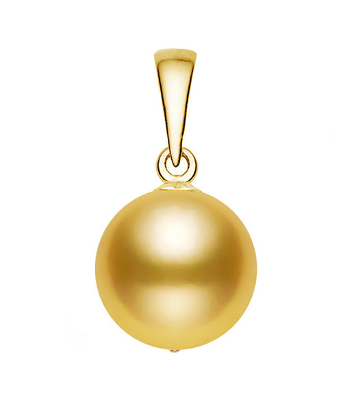 8.5-9mm Golden South Sea Cultured Pearl Pendant AA+ Quality 14k Yellow Gold Plated Sterling Silver