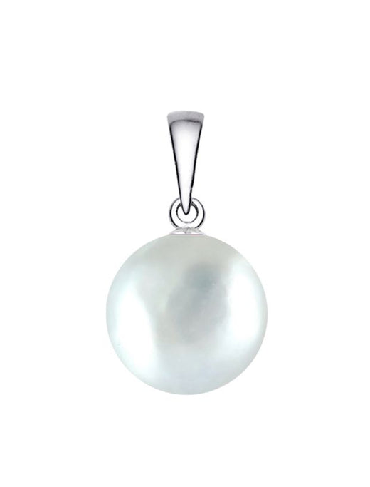 10.5-11mm Silver Gray South Sea Cultured Pearl Pendant AAA Quality 14k White Gold