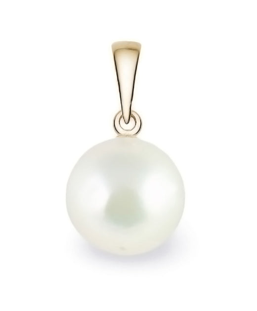 8.5-9mm White Japanese Akoya Pearl Pendant AAA Quality Yellow Gold Plated Sterling Silver