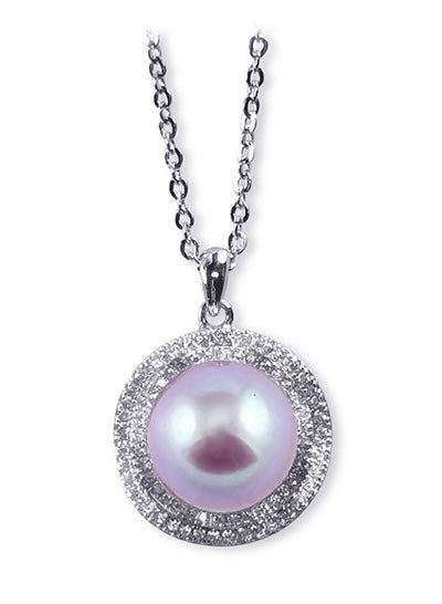 10-10.5mm Lavender Freshwater Cultured Pearl Pendant AAA Quality in Sterling Silver with an 18" Chain