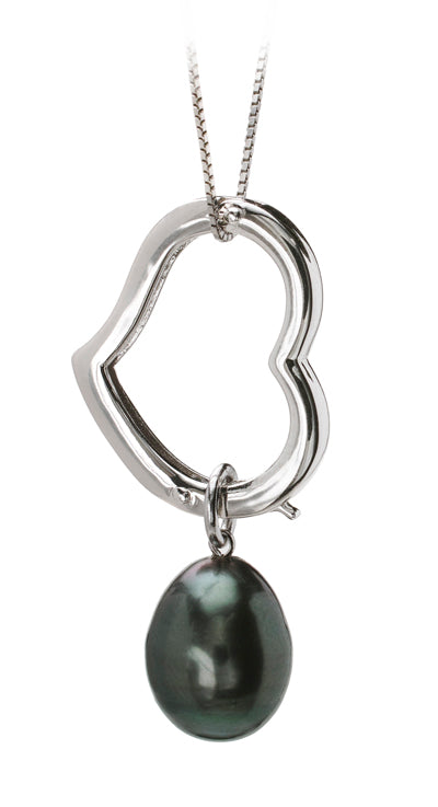 10-11mm Baroque Tahitian Pearl Pendant Sterling Silver Rhodium Plated