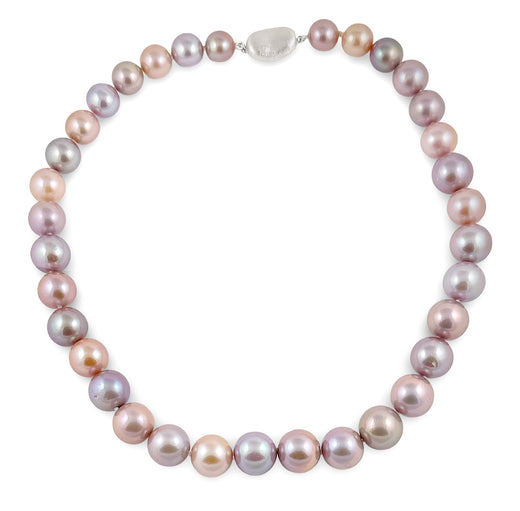 10-13mm Multicolor Freshwater Pearl Necklace AA+ Quality with a Stylish Sterling Silver Clasp, 17"