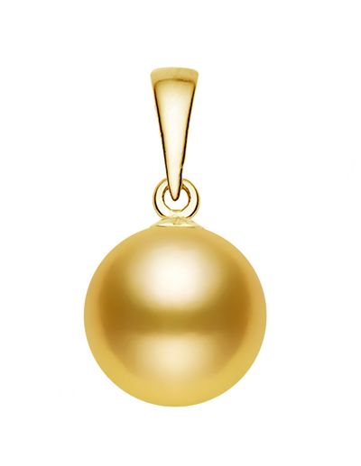 10-13mm Golden Freshwater Pearl Pendant AA+ Quality 14k Yellow Gold