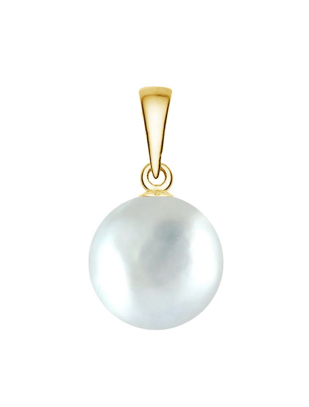 10.5-11mm Silver Gray South Sea Cultured Pearl Pendant AAA Quality 14k Yellow Gold