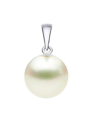 11-12mm Cream South Sea Cultured Pearl Pendant AAA Quality 14K White Gold