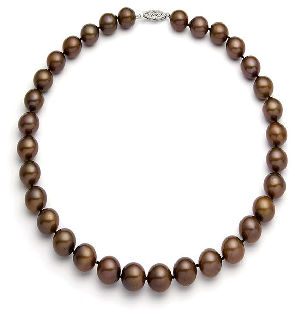 11.5-13mm Classic Cocoa Freshwater Pearl Necklace AA+ Quality