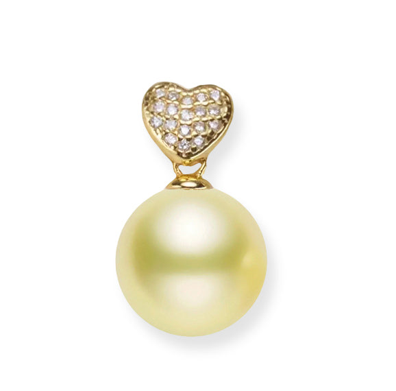 11.9mm champagne South Sea Cultured Pearl Pendant AA+ Quality Yellow Gold Plated Sterling Silver