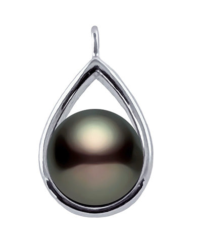 11mm Tahitian Pearl Pendant AAA Quality in a Stylish Sterling Silver Setting