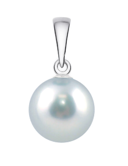 12.8mm Light Gray Tahitian Pearl Pendant AA+ Quality 14k White Gold