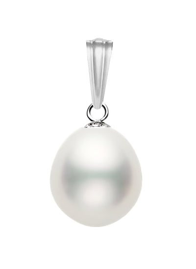 8.5-11.5mm Drop Shaped White South Sea Cultured Pearl Pendant AAA Quality 14k Gold