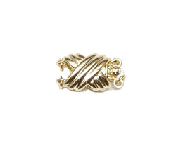 14K Yellow Gold Double Strand Tiffany Style X Shape Clasp