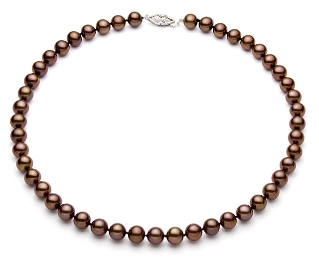 6.5-7mm Classic Cocoa Freshwater Pearl Necklace AA+ Quality