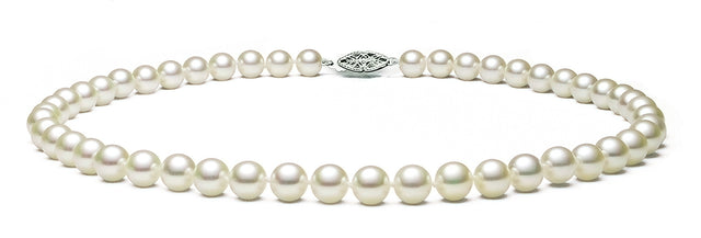 6.5-7mm Hanadama Cream Japanese Cultured Akoya Saltwater Pearl Necklace with a 14k Gold Clasp