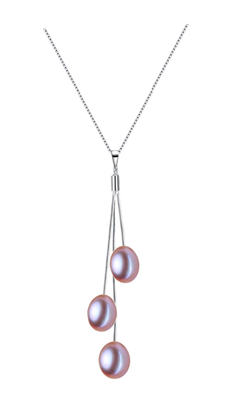 6.5-7mm Pink Freshwater Cultured Pearl Pendant Necklace AAA Quality with Sterling Silver Chain 18"
