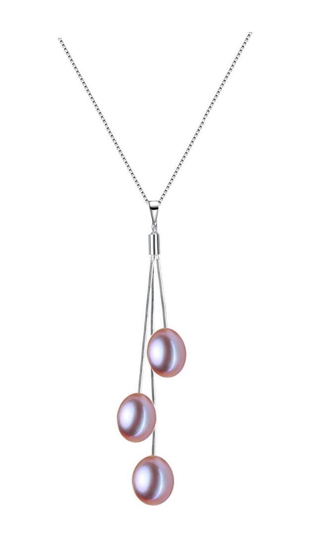 6.5-7mm Pink Freshwater Cultured Pearl Pendant Necklace AAA Quality with Sterling Silver Chain 18"