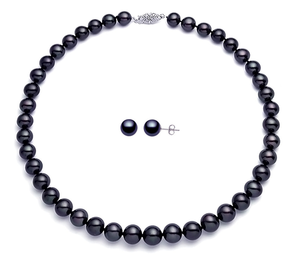 6.5-8mm Black Freshwater Pearl Set AA+ Quality