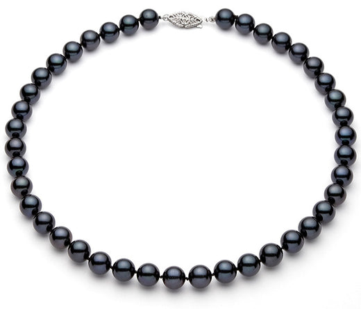 6-6.5mm Black Akoya Pearl Necklace AA+ Quality