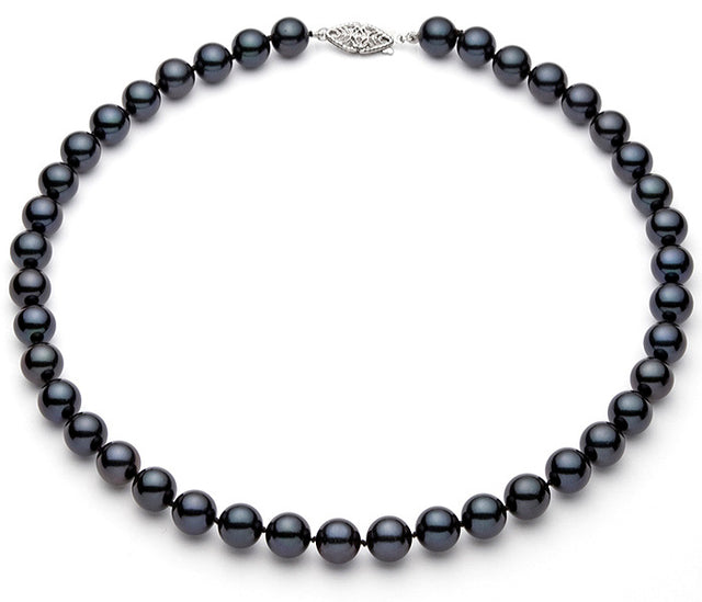 6-6.5mm Black Akoya Pearl Necklace AA+ Quality