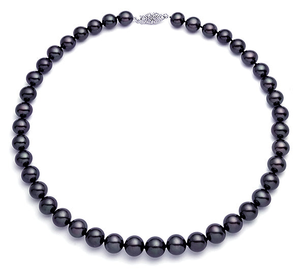 6-6.5mm Black Freshwater Pearl Necklace AAA Quality