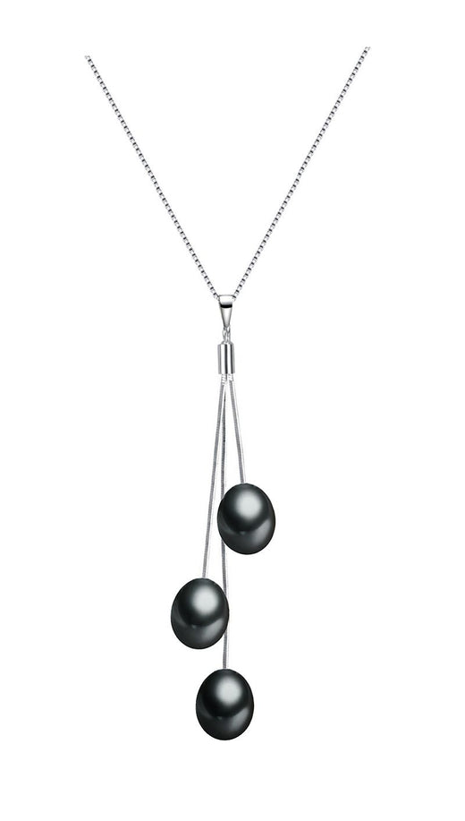 7-7.5mm Black Freshwater Cultured Pearl Pendant Necklace AAA Quality with 18" Sterling Silver Chain