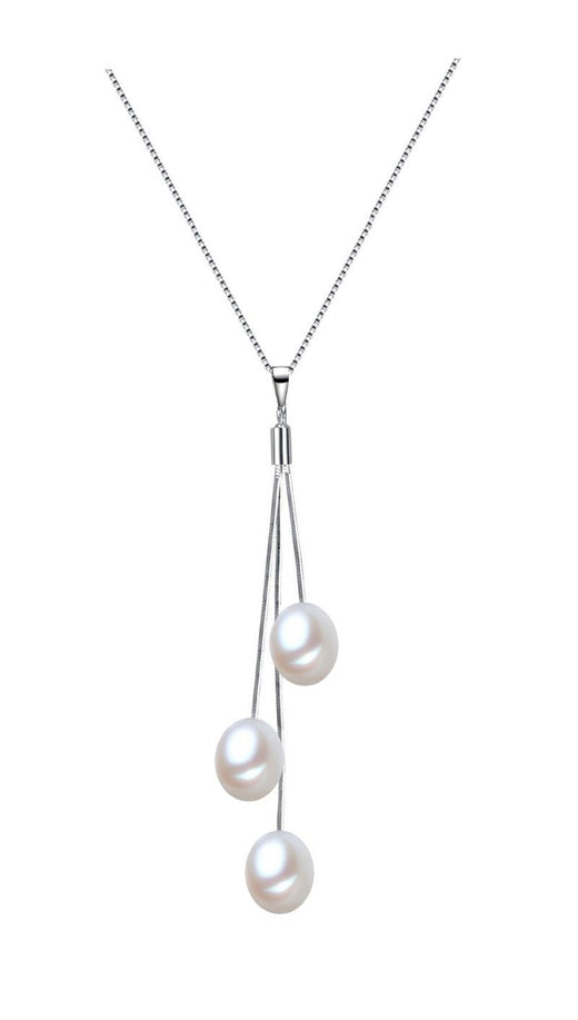 7-7.5mm Charming White Freshwater Cultured Pearl Pendant Necklace AAA Quality with Sterling Silver Chain 18"