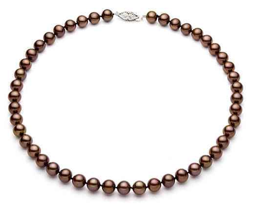 7-7.5mm Classic Cocoa Freshwater Pearl Necklace AA+ Quality