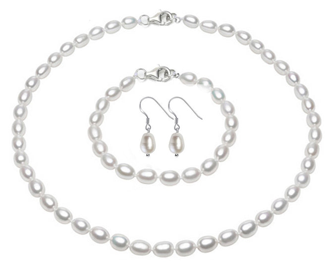 7-7.5mm White Freshwater Pearl Set AA+ Quality