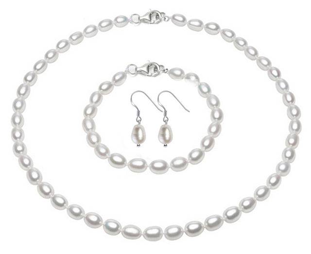 7-7.5mm White Freshwater Pearl Set AA+ Quality