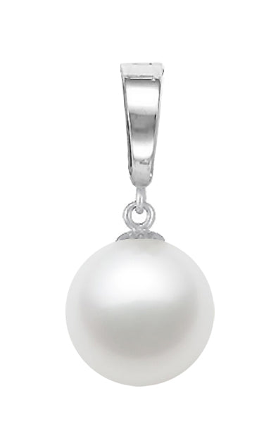 7-9.5mm AAA Japanese Akoya Pearl Pendant Enhancer 14k White Gold