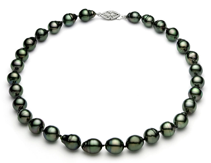 8-11mm Baroque Black Tahitian Pearl Necklace AA+ Quality
