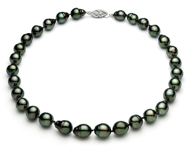 8-11mm Baroque Black Tahitian Pearl Necklace AA+ Quality