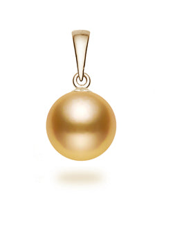 8-9mm AAA Quality Golden South Sea Pearl Pendant 14k Yellow Gold