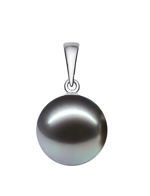 10-11mm AAA Quality Gray Tahitian Pearl Pendant 14k Gold