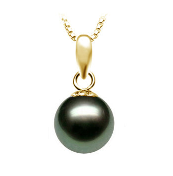 9-10.5mm AAA Quality Tahitian Pearl Pendant 14k Yellow Gold