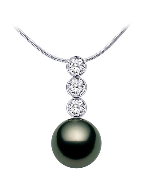 AAA Quality Tahitian Pearl Pendant 18k White Gold & Diamonds