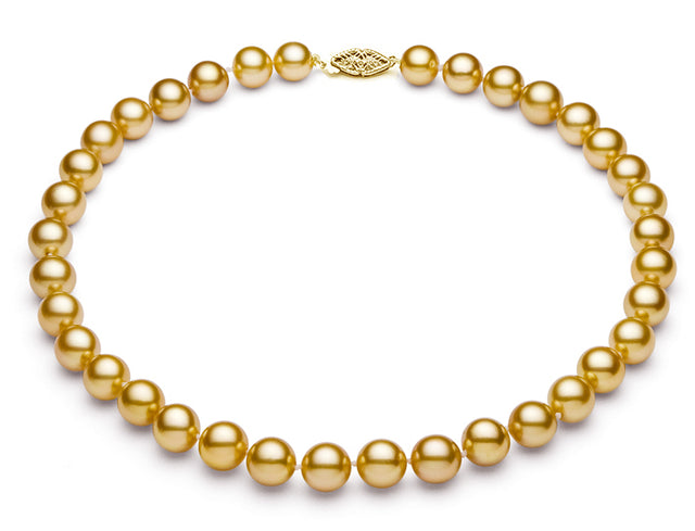 9-12mm Golden Freshwater Pearl Necklace AA Quality
