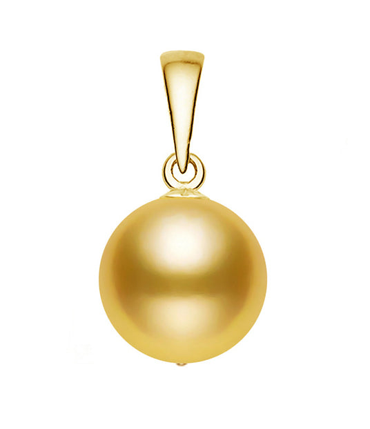 8.5-9mm Golden South Sea Cultured Pearl Pendant AA+ Quality 14k Yellow Gold Plated Sterling Silver