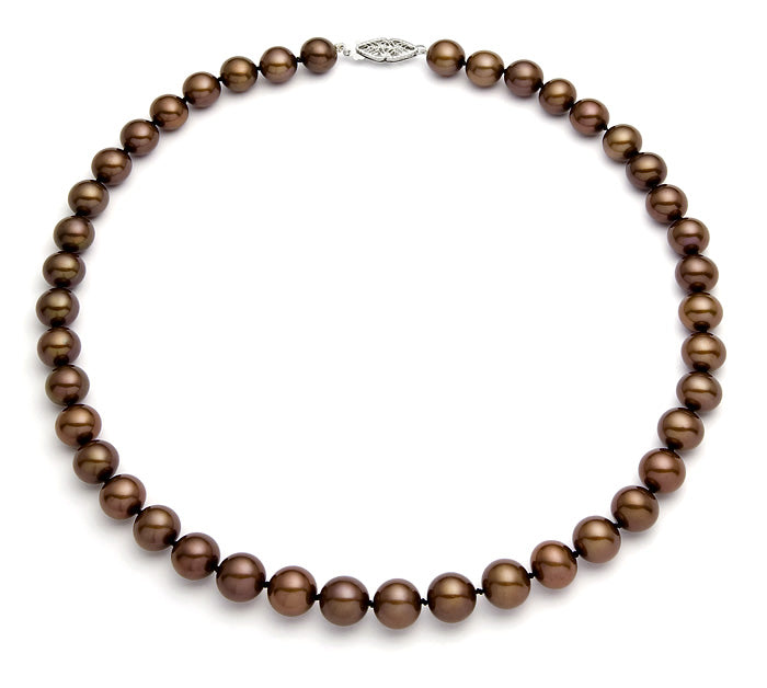 8-8.5mm Classic Cocoa Freshwater Pearl Necklace AA+ Quality