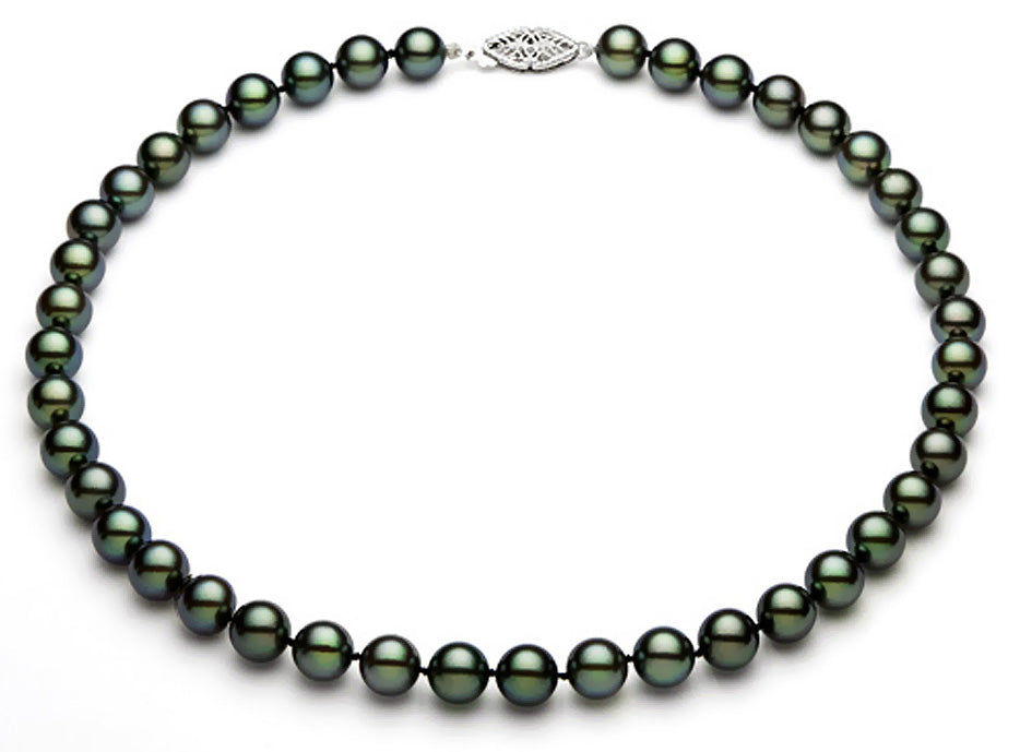 7.5-8.5MM AAA Quality Japanese Black Akoya Pearl Necklace