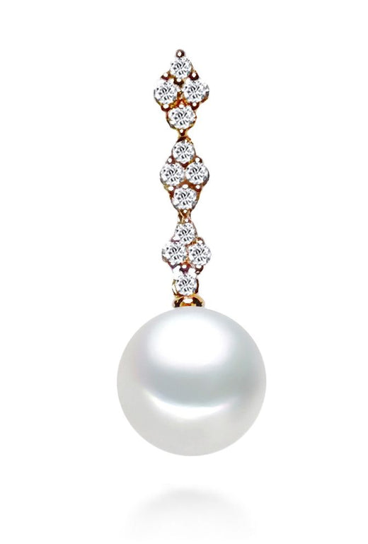 8-9.5mm AAA Japanese White Akoya Pearl Pendant 14k Rose Gold & Diamonds