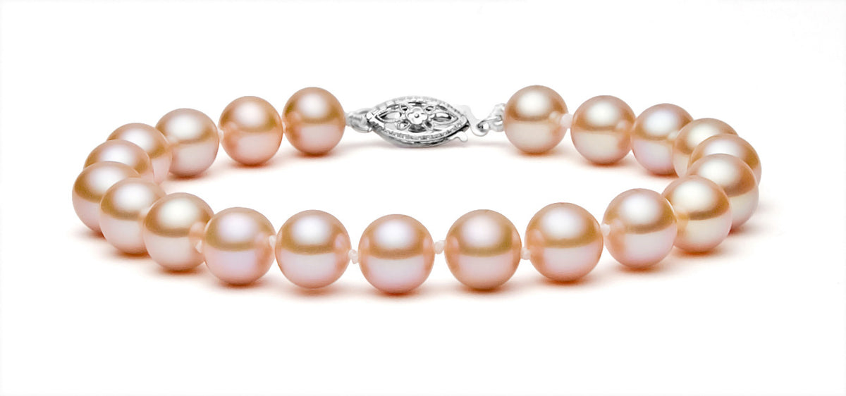 8-9mm Pink Freshwater Pearl Bracelet AA+ Quality 7"