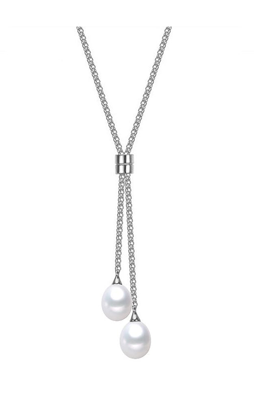 8mm Stylish White Freshwater Cultured Pearl Pendant Necklace AAA Quality with 17" Sterling Silver Chain