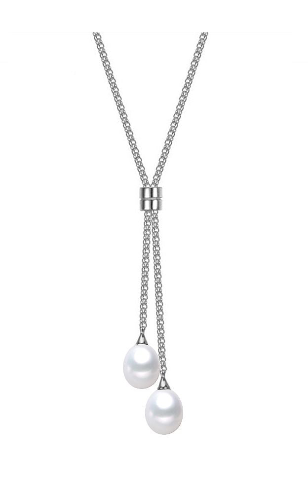 8mm Stylish White Freshwater Cultured Pearl Pendant Necklace AAA Quality with 17" Sterling Silver Chain