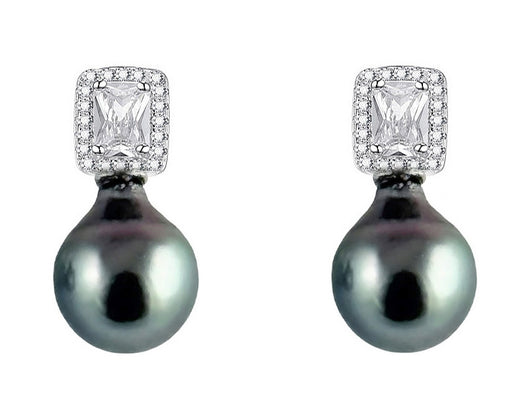 8x10mm Tahitian Pearl Earrings AA+ Quality Sterling SIlver