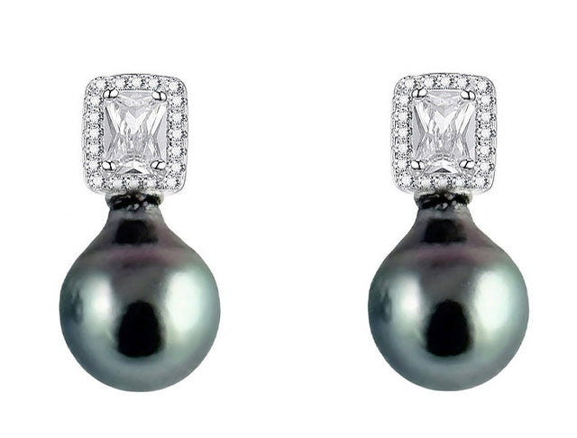 8x10mm Tahitian Pearl Earrings AA+ Quality Sterling SIlver