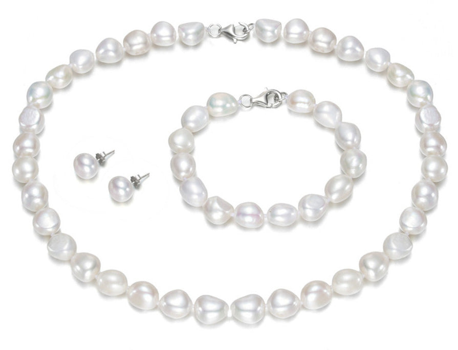 9-10mm White Freshwater Pearl Set AA+ Quality
