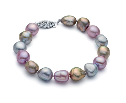 8.5-10mm Multicolor Freshwater Cultured Pearl Bracelet AA+ Quality 7" with Sterling Silver Clasp